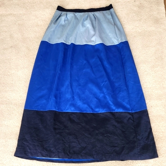 BODEN 100% silk colorblock maxi skirt black & blue long feminine classy US 10 - Picture 3 of 11